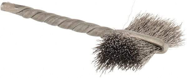 Osborn - 7/8" Diam Flat Stainless Steel Tube Brush - 0.005" Filament Diam, 5/8" Brush Length, 2-1/4" OAL, 1/8" Diam Shank - Americas Industrial Supply