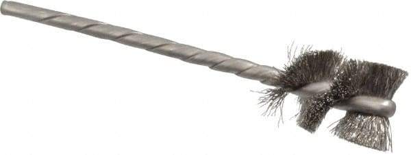 Osborn - 5/8" Diam Helical Stainless Steel Tube Brush - 0.005" Filament Diam, 1" Brush Length, 3-1/2" OAL, 1/8" Diam Shank - Americas Industrial Supply