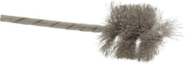 Osborn - 1" Diam Helical Stainless Steel Tube Brush - 0.005" Filament Diam, 1" Brush Length, 3-1/2" OAL, 1/8" Diam Shank - Americas Industrial Supply