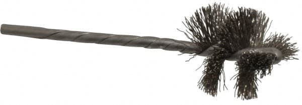 Osborn - 1" Diam Helical Stainless Steel Tube Brush - 0.008" Filament Diam, 1" Brush Length, 3-1/2" OAL, 1/8" Diam Shank - Americas Industrial Supply