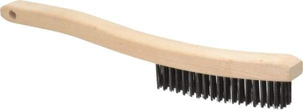 Osborn - 3 Rows x 19 Columns Steel Scratch Brush - 6" Brush Length, 13-11/16" OAL, 1-1/8" Trim Length, Wood Curved Handle - Americas Industrial Supply