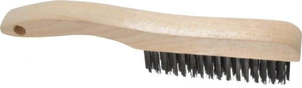 Osborn - 4 Rows x 16 Columns Steel Scratch Brush - 5-1/4" Brush Length, 10" OAL, 1-1/8" Trim Length, Wood Shoe Handle - Americas Industrial Supply