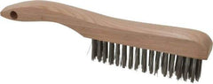 Osborn - 4 Rows x 16 Columns Stainless Steel Scratch Brush - 5-1/4" Brush Length, 10" OAL, 1-1/8" Trim Length, Wood Shoe Handle - Americas Industrial Supply