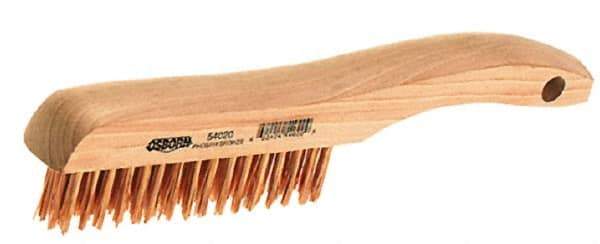 Osborn - 4 Rows x 16 Columns Bronze Scratch Brush - 5-1/4" Brush Length, 10" OAL, 1-1/8" Trim Length, Wood Shoe Handle - Americas Industrial Supply