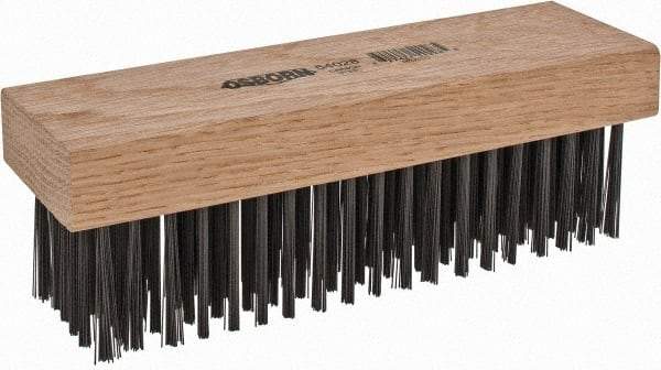 Osborn - 6 Rows x 19 Columns Steel Scratch Brush - 7-1/4" Brush Length, 1-11/16" Trim Length, Wood Straight Handle - Americas Industrial Supply