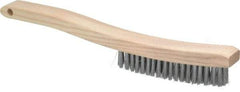 Osborn - 4 Rows x 18 Columns Steel Plater's Brush - 5-3/4" Brush Length, 13-1/4" OAL, 1" Trim Length, Wood Curved Handle - Americas Industrial Supply