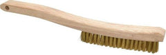 Osborn - 4 Rows x 18 Columns Brass Plater's Brush - 5-3/4" Brush Length, 13-1/4" OAL, 1" Trim Length, Wood Curved Handle - Americas Industrial Supply