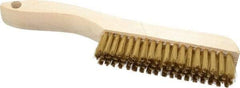 Osborn - 4 Rows x 18 Columns Brass Plater's Brush - 4-3/4" Brush Length, 10" OAL, 1" Trim Length, Wood Shoe Handle - Americas Industrial Supply