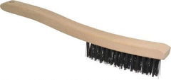 Osborn - 3 Rows x 14 Columns Steel Scratch Brush - 13-3/4" OAL, 1-1/2" Trim Length, Wood Curved Handle - Americas Industrial Supply