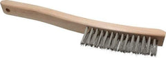 Osborn - 3 Rows x 14 Columns Stainless Steel Scratch Brush - 13-3/4" OAL, 1-1/2" Trim Length, Wood Curved Handle - Americas Industrial Supply