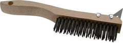 Osborn - 4 Rows x 16 Columns Steel Scratch Brush - 5-1/4" Brush Length, 10" OAL, 1-1/8" Trim Length, Wood Shoe Handle - Americas Industrial Supply