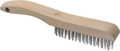 Osborn - 4 Rows x 16 Columns Stainless Steel Scratch Brush - 5-1/4" Brush Length, 10" OAL, 1-1/8" Trim Length, Wood Shoe Handle - Americas Industrial Supply