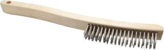 Osborn - 4 Rows x 19 Columns Stainless Steel Scratch Brush - 6" Brush Length, 13-11/16" OAL, 1-1/8" Trim Length, Wood Curved Handle - Americas Industrial Supply