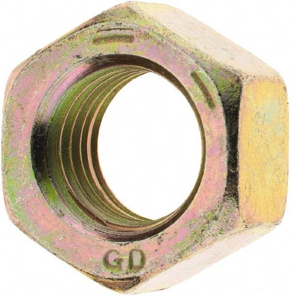 Value Collection - 3/4-10 UNC Steel Right Hand Hex Nut - 1-1/8" Across Flats, 41/64" High, Zinc Yellow Dichromate Finish - Americas Industrial Supply