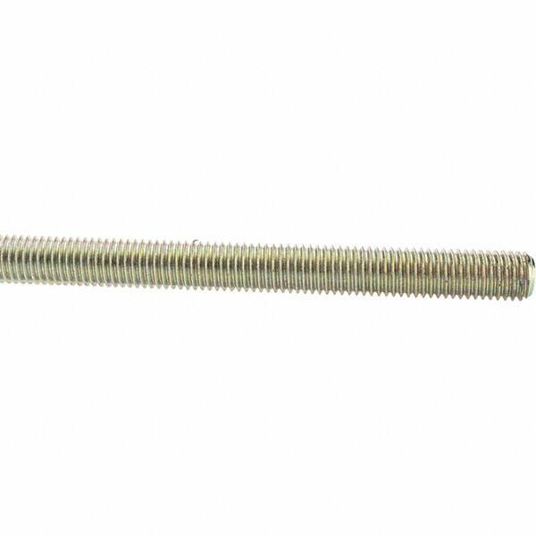 Value Collection - 5/8-11 UNC (Coarse), 3' Long, Low Carbon Steel Threaded Rod - Yellow Zinc-Plated Finish, Right Hand Thread - Americas Industrial Supply