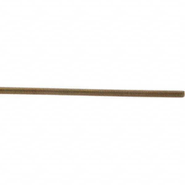 Value Collection - 5/16-18 UNC (Coarse), 3' Long, Low Carbon Steel Threaded Rod - Yellow Zinc-Plated Finish, Right Hand Thread - Americas Industrial Supply