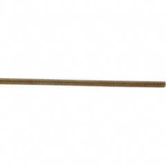 Value Collection - 5/16-18 UNC (Coarse), 3' Long, Low Carbon Steel Threaded Rod - Yellow Zinc-Plated Finish, Right Hand Thread - Americas Industrial Supply