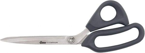 Clauss - 7" LOC, 10" OAL Titanium Shears - Flexible Plastic Bent Handle, For Paper, Fabric - Americas Industrial Supply