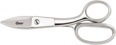 Clauss - 5" LOC, 7-3/4" OAL Chrome Plated Straight Shears - Serrated, Steel Straight Handle, For Paper, Fabric - Americas Industrial Supply