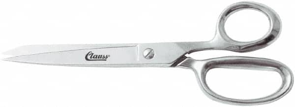 Clauss - 4" LOC, 8" OAL Chrome Plated Straight Shears - Steel Straight Handle, For Paper, Fabric - Americas Industrial Supply