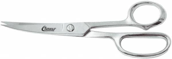 Clauss - 5" LOC, 8-1/2" OAL Chrome Plated Curved Shears - Steel Offset Handle, For Paper, Fabric - Americas Industrial Supply