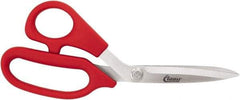 Clauss - 5" LOC, 8-1/4" OAL Stainless Steel Bent Shears - Left Hand, Offset Handle, For Paper, Fabric - Americas Industrial Supply