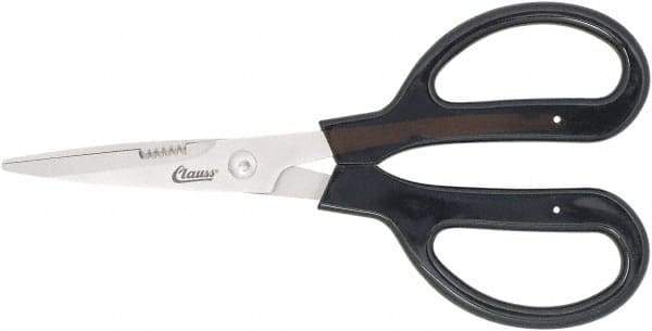 Clauss - 4" LOC, 9-1/4" OAL Stainless Steel Blunt Point Trimmers - Serrated, Plastic Handle, For Paper, Fabric - Americas Industrial Supply