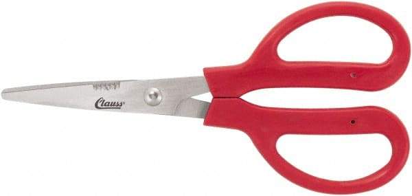 Clauss - 4" LOC, 7" OAL Stainless Steel Dubbed Trimmers - Serrated, Plastic Handle, For Paper, Fabric - Americas Industrial Supply