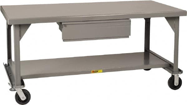 Little Giant - Mobile Workbench - 7 Gauge Steel, Fixed Leg, Gray, 60" Long x 30" Deep x 34" High - Americas Industrial Supply