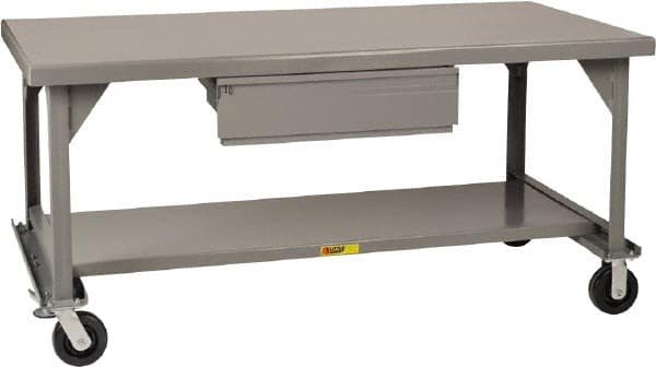 Little Giant - Mobile Workbench - 7 Gauge Steel, Fixed Leg, Gray, 60" Long x 36" Deep x 34" High - Americas Industrial Supply