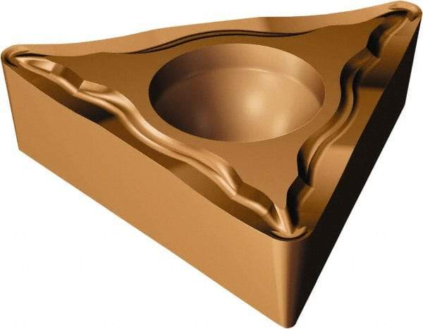 Sandvik Coromant - TCMT21.52 UM Grade 1125 Carbide Turning Insert - TiAlN/AlCr2O3 Finish, 60° Triangle, 1/4" Inscr Circle, 3/32" Thick, 1/32" Corner Radius - Americas Industrial Supply