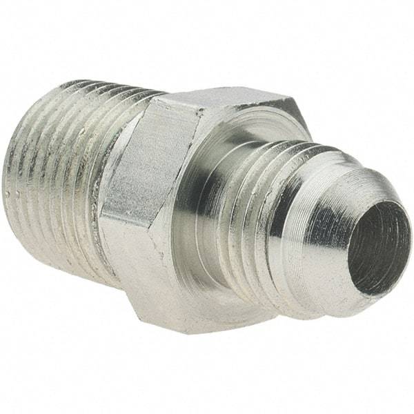 Value Collection - 3/8" Tube OD, 37° Steel Flared Tube Male Connector - 9/16-18 x 3/8-18 NPTF, Flare x NPTF Ends - Americas Industrial Supply