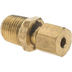 Value Collection - 1/8" Outside Diam, 1/8-27 NPTF, Metal Push-to-Connect Tube Male Connector - Tube to Male NPTF Connection - Americas Industrial Supply