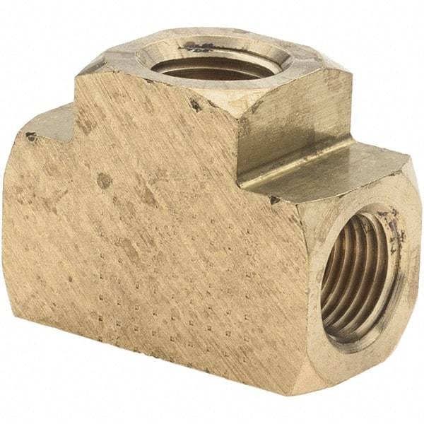Parker - 1/8 Female Thread, Brass Industrial Pipe Female Tee - FNPTF, 1,000 psi - Americas Industrial Supply