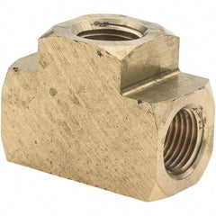 Parker - 1/8 Female Thread, Brass Industrial Pipe Female Tee - FNPTF, 1,000 psi - Americas Industrial Supply