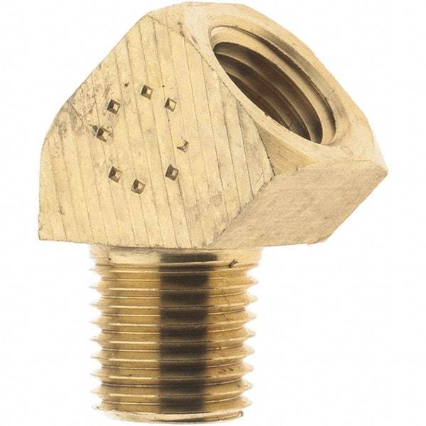 Parker - 1/4 Male Thread x 1/4 Female Thread, Brass Industrial Pipe 45° Street Elbow - MNPTF x FNPTF, 1,000 psi - Americas Industrial Supply