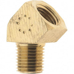 Parker - 1/4 Male Thread x 1/4 Female Thread, Brass Industrial Pipe 45° Street Elbow - MNPTF x FNPTF, 1,000 psi - Americas Industrial Supply