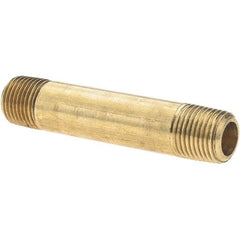 Parker - 1/8 Male Thread, Brass Industrial Pipe Long Nipple - MNPTF, 1,000 psi - Americas Industrial Supply