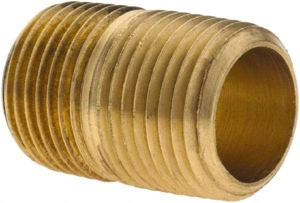 Parker - 3/8 Male Thread, Brass Industrial Pipe Close Nipple - MNPTF, 1,000 psi - Americas Industrial Supply