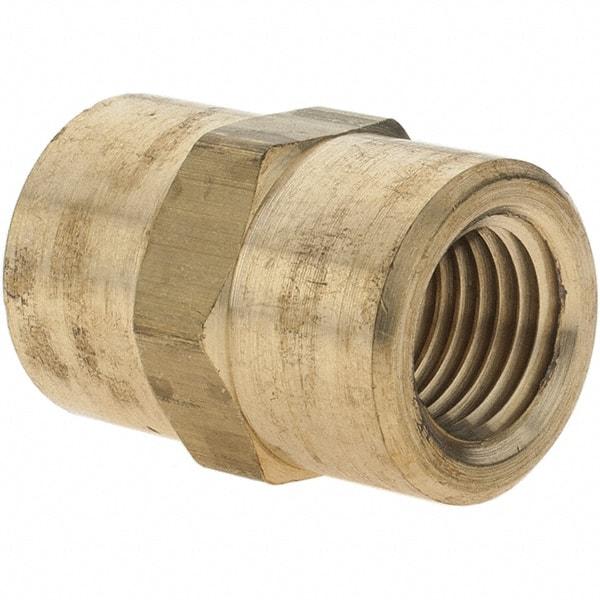 Parker - 1/4 Female Thread, Brass Industrial Pipe Coupling - FNPTF, 1,000 psi - Americas Industrial Supply