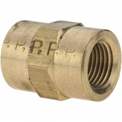 Parker - 1/8 Female Thread, Brass Industrial Pipe Coupling - FNPTF, 1,000 psi - Americas Industrial Supply