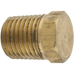 Parker - 1/4 Male Thread, Brass Industrial Pipe Hex Head Plug - MNPTF, 1,000 psi - Americas Industrial Supply