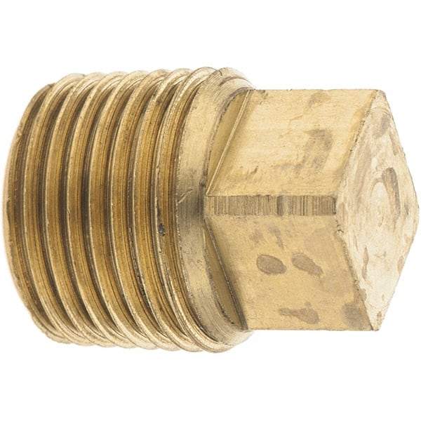 Parker - 3/8 Male Thread, Brass Industrial Pipe Square Head Plug - MNPTF, 1,000 psi - Americas Industrial Supply