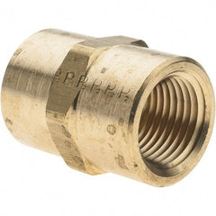 Parker - 1/2 Female Thread, Brass Industrial Pipe Coupling - FNPTF, 1,000 psi - Americas Industrial Supply