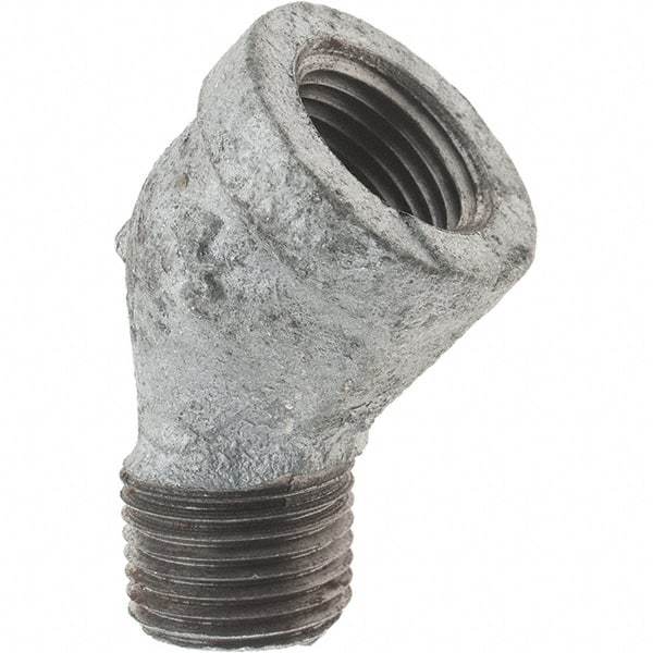 Value Collection - Class 150, 1/2" Galvanized Pipe 45° Street Elbow - Threaded, Malleable Iron - Americas Industrial Supply