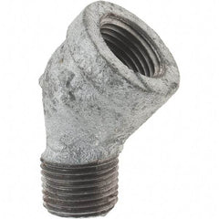 Value Collection - Class 150, 1/2" Galvanized Pipe 45° Street Elbow - Threaded, Malleable Iron - Americas Industrial Supply