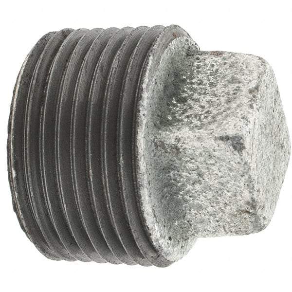 Value Collection - Class 150, 1" Galvanized Pipe Square Plug - Threaded, Malleable Iron - Americas Industrial Supply