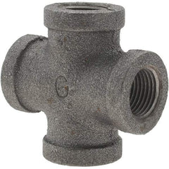 Value Collection - Size 3/8", Class 150, Malleable Iron Black Pipe Cross - 150 psi, Threaded End Connection - Americas Industrial Supply