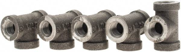 Value Collection - Size 1/4", Class 150, Malleable Iron Black Pipe Tee - 150 psi, Threaded End Connection - Americas Industrial Supply