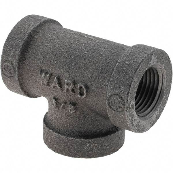 Value Collection - Size 3/8", Class 150, Malleable Iron Black Pipe Tee - 150 psi, Threaded End Connection - Americas Industrial Supply